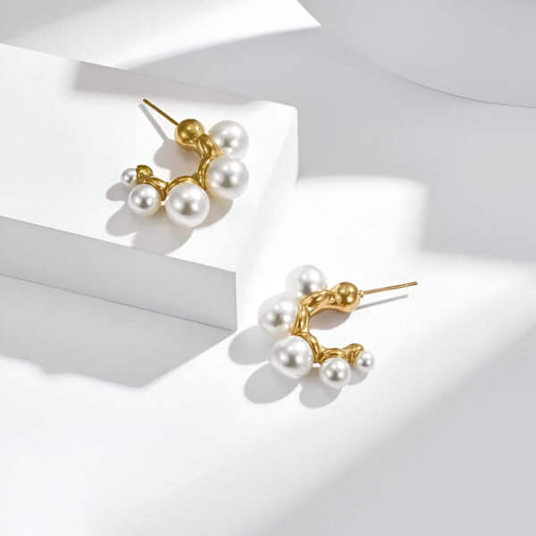 Jewelaa Elegant Pearl Round Shape Korean Drop Earrings with Minimalist Style for Women and Girls Daily Wear